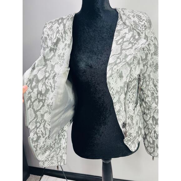 Snakeskin faux leather moto jacket size S - Picture 14 of 15